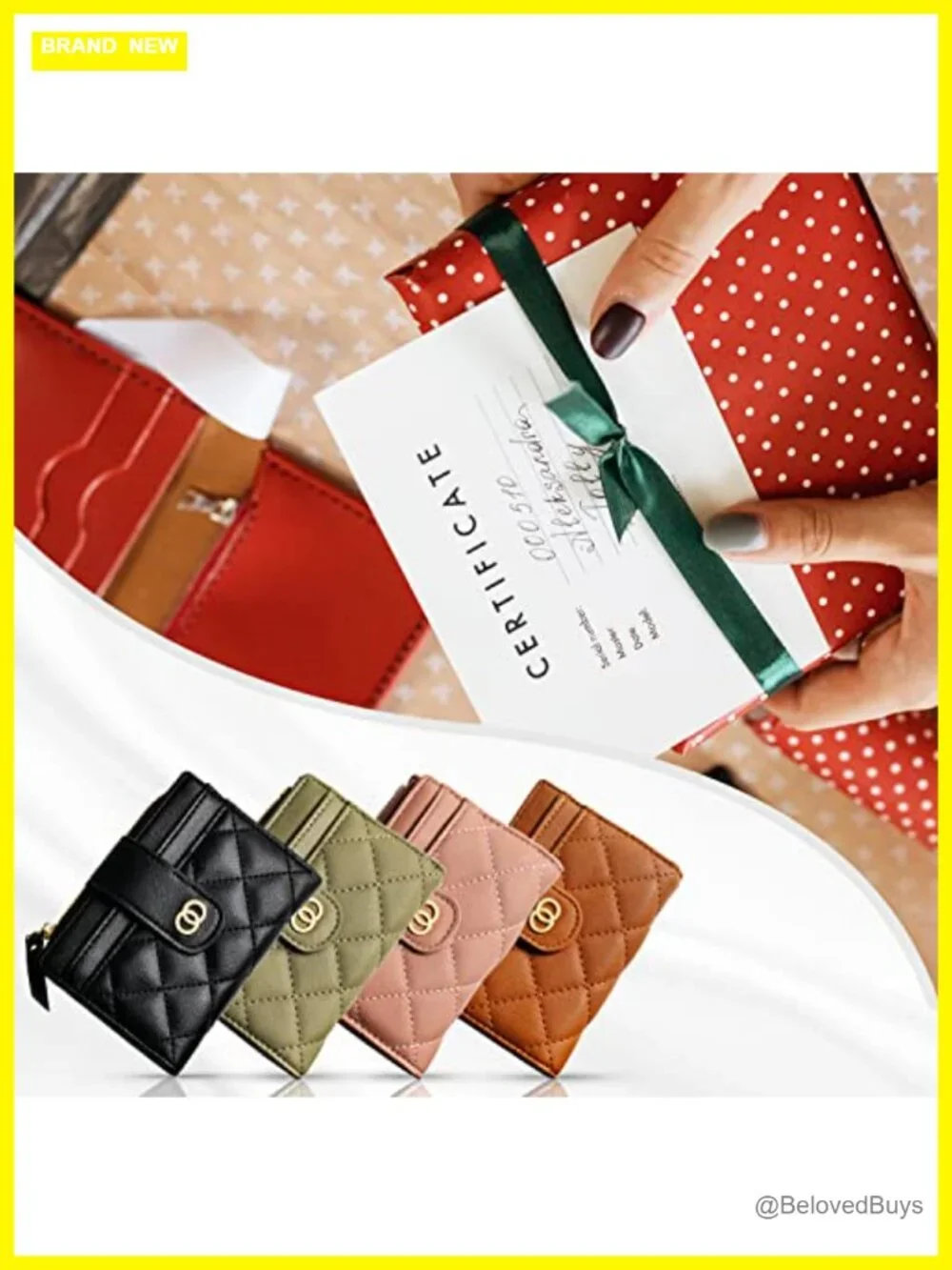 Small Credit Card Holder Wallet Women Bifold Zipper Coin Purse with ID Window